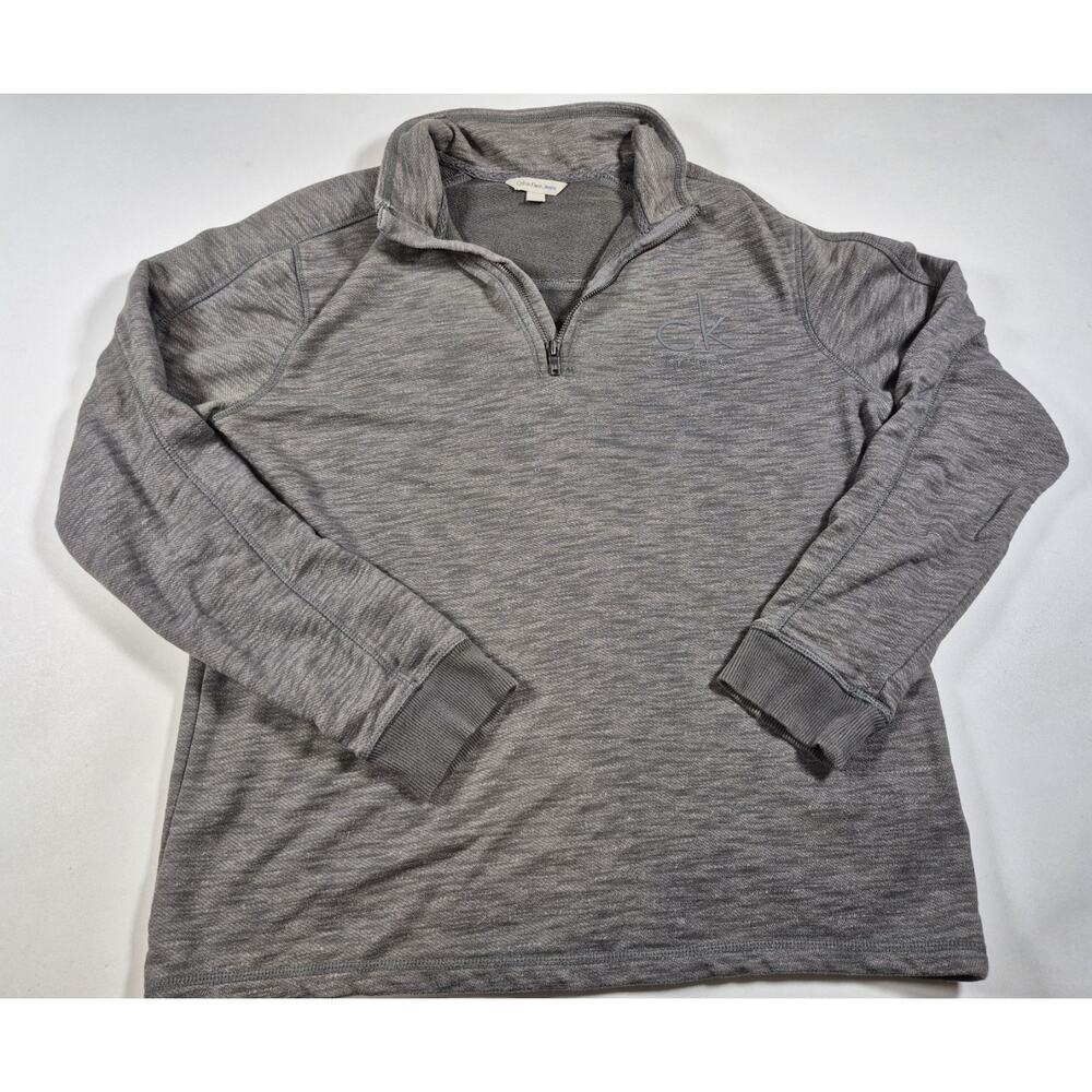 Calvin Klein Jeans Mens Lg Pullover Sweatshirt Gray 1/4 Zip Long Sleeve